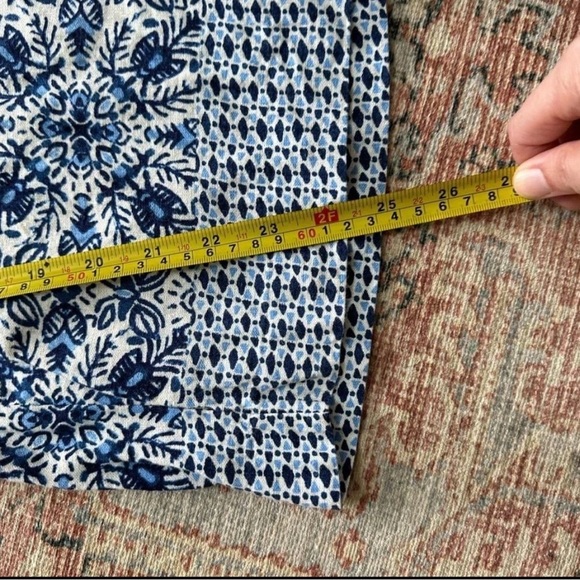 Joie Wide Leg Linen Blend Pant Boho Blue Pockets Print /Size 4 - Picture 6 of 8